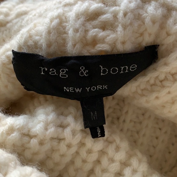 RAG & BONE CeCe Funnel Neck 100% Wool Pullover Ivory Beige Cream M $549 - Picture 12 of 13